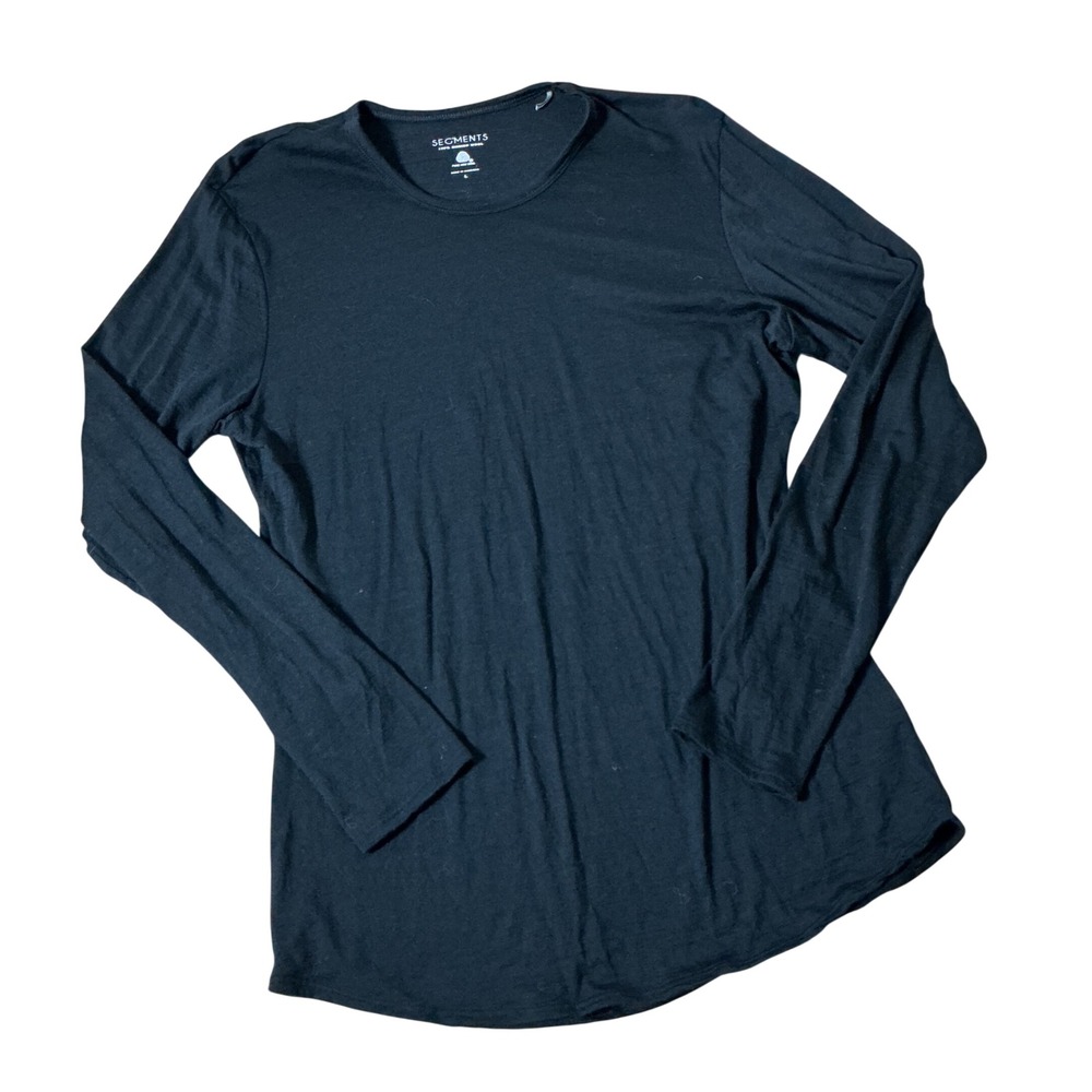Segments Merino Wool Long Sleeve Top Womens Large Black Base Layer Hiking Active